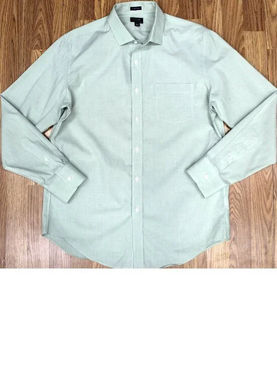 J.CREW THOMPSON REGULAR FIT 100% COTTON SHIRT PALE GREEN/ SAGE LARGE, L