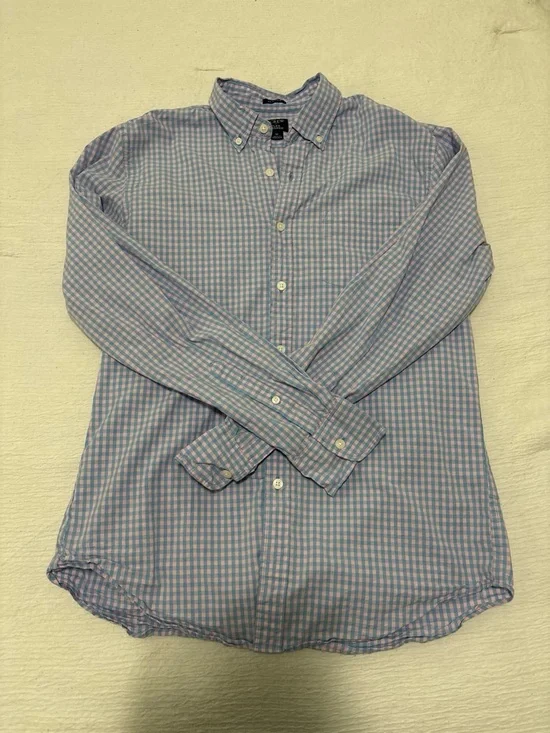 J. Crew Button-Down Gingham Shirt - Blue & Pink