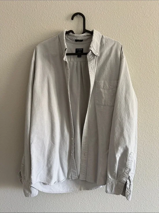 J. Crew Light Gray Flex Oxford Button-Front Shirt