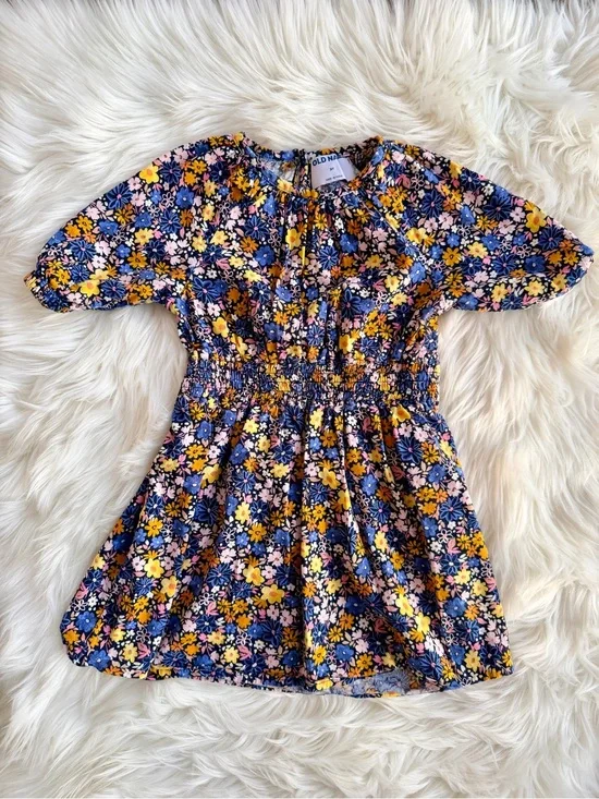 Old Navy Floral Elastic-Waist Kids Dress with Pink & Yellow Blooms Size 3T
