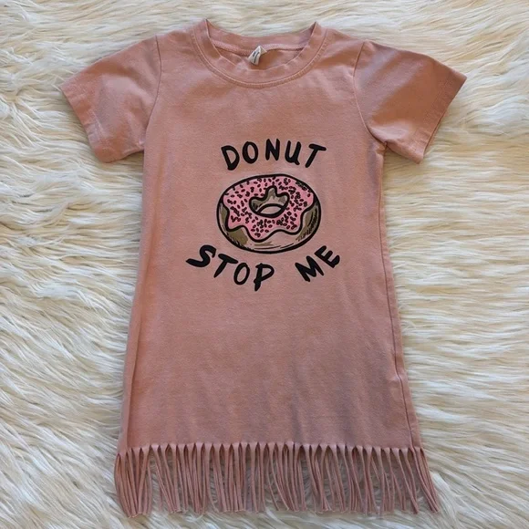 Toddler girls dress fringe hem 3-4T color pink