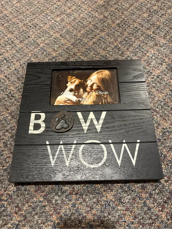 New Black 'Bow Wow' Wooden Pet Photo Frame