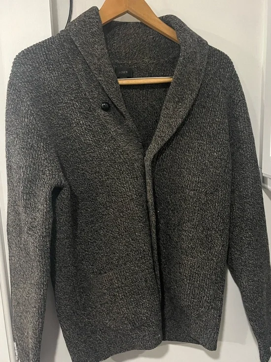 J. Crew Gray Shawl Collar Cardigan 100% Lambswool
