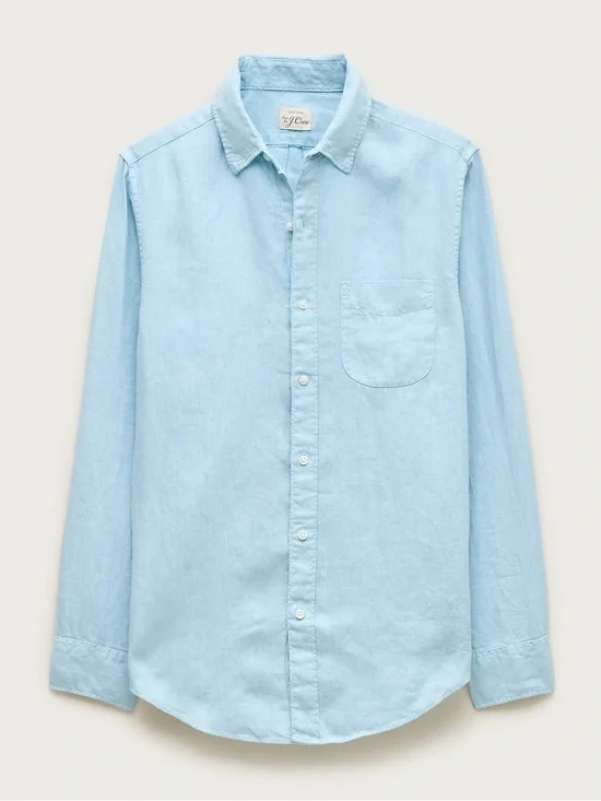 J. Crew Washed linen shirt with point collar in Morning Shore XL NWD $118 CH601