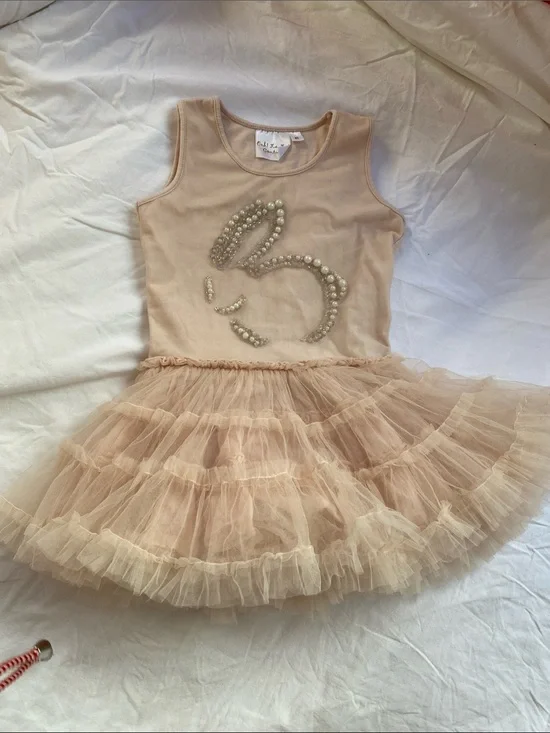 child of mine Blush Pearl Bunny Tulle Tutu Dress