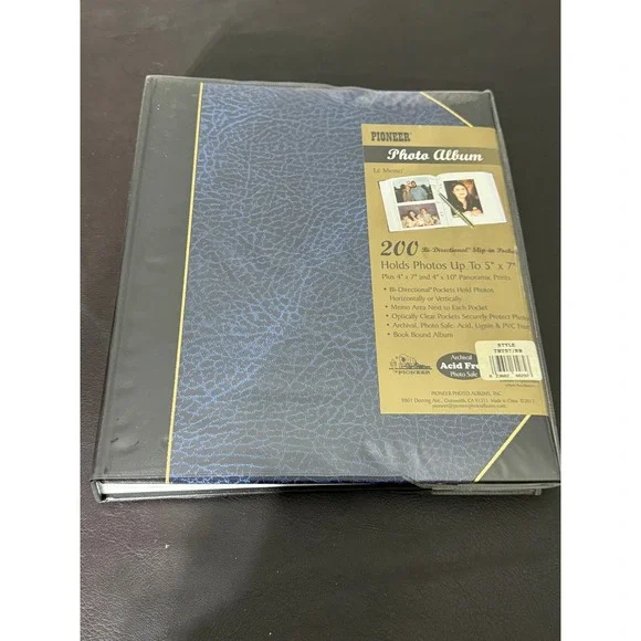 Pioneer Le Memo Photo Album 200 Pockets 5x7 Blue TBT57/NB Archival Safe NEW