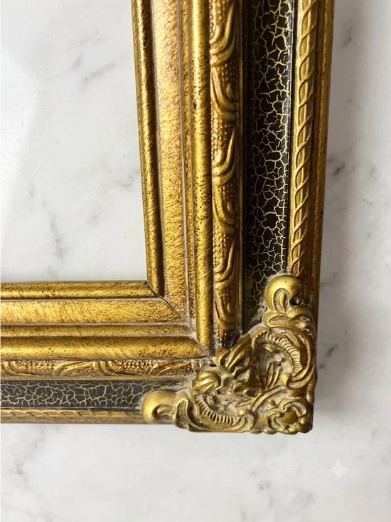 Antique Victorian Carved Wood Picture Frame Bronze Gold 29.5”x25.5” Ornate c1900