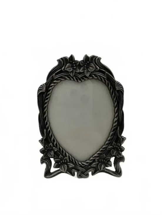 Vintage Burnes Pewter Floral Picture Frame Heart