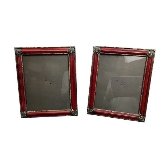 Vintage Style Red and Gold Ornate 8x10 Picture Frames Set of 2 Victorian Decor