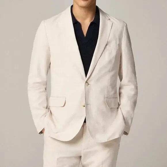NWT J Crew Ludlow Slim-Fit Unstructured Suit Jacket Irish Cotton-Linen Blend 38R