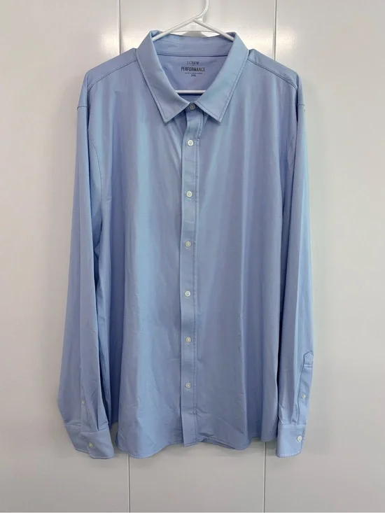 J.Crew Performance Mens Light Blue Long Sleeve Button Down Shirt Size XXL