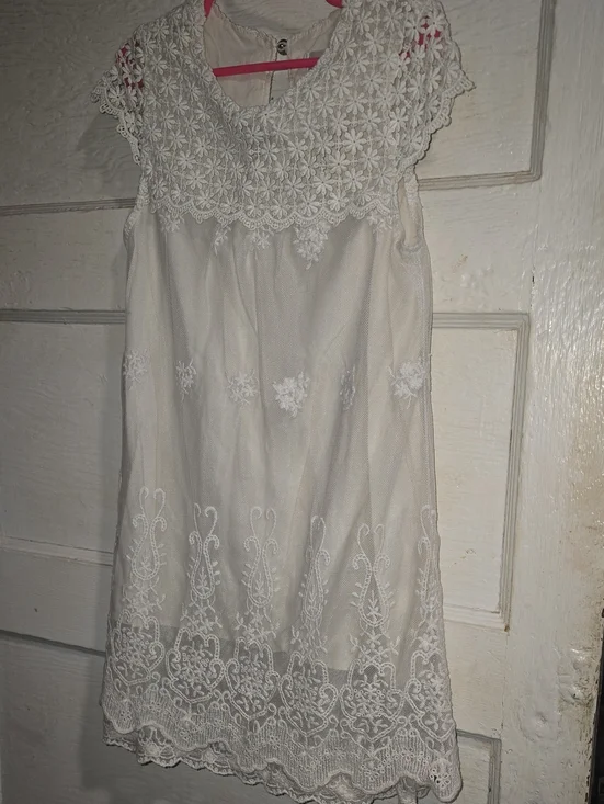 Sixpence Boutique Off White Crochet Lace Girls' Summer Dress Vintage