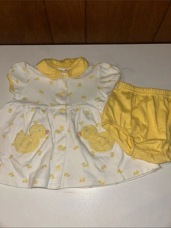 Vintage Carter's | White & Yellow Duck Appliqué Dress with Yellow Bloomers