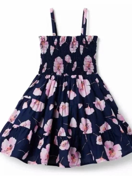Janie and jack size 8 Hannah smocked floral dress pink blue