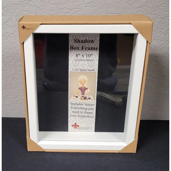 Lawrence Frames 790280 White Wood Shadow Box Picture Frame 8 by 10-Inch
