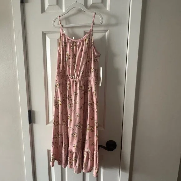 Social Academy Girls Pink Sunflower Print Maxi Dress Size 10 New with Tag