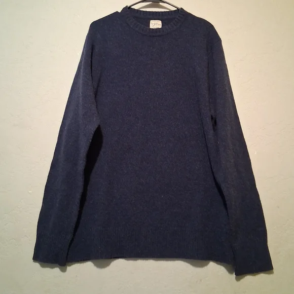 J. Crew Rugger Merino Knit For Wool Blend Sweater Navy Blue SxXLT Pullover‎