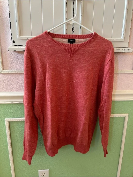 J. Crew Men's Heathered Coral Crewneck Sweatshirt