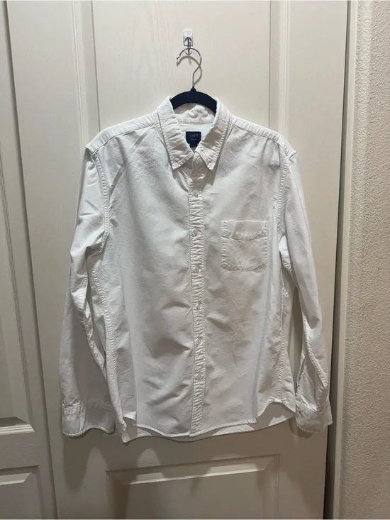 J.Crew Flex White 100% Cotton Button Down Oxford Shirt Men’s Large