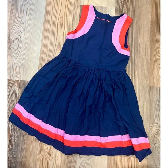 Boden Girls Navy Blue Pink Red Colorblock Sleeveless Dress Size 8-9Y