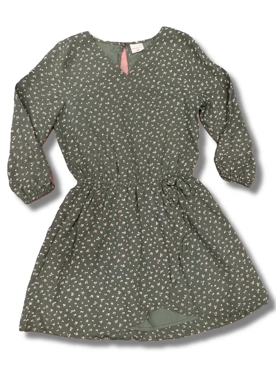 Abercrombie Kids Girls 13/14 Olive Green Long Sleeve Dress Fall Holidays