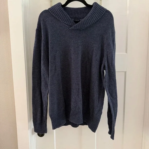 J.Crew Mens Lambswool Blend Shawl Collar Sweater Navy Blue CD598 Size L NWT