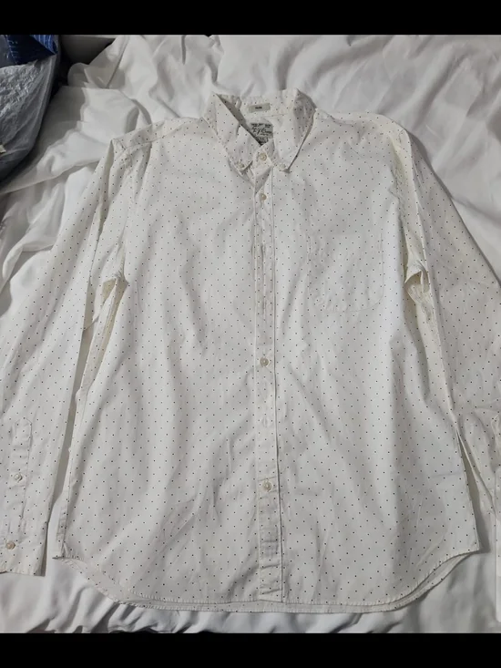 J. Crew White Button-Down Shirt with Black Micro Dots