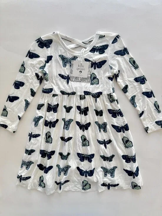 Kate Quinn Girls Dress 2T NWT Butterfly Moth Print Criss Cross Back