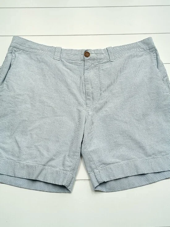 J.Crew Reade Shorts 34 Blue White Stripe Cotton Chino Preppy Summer Casual