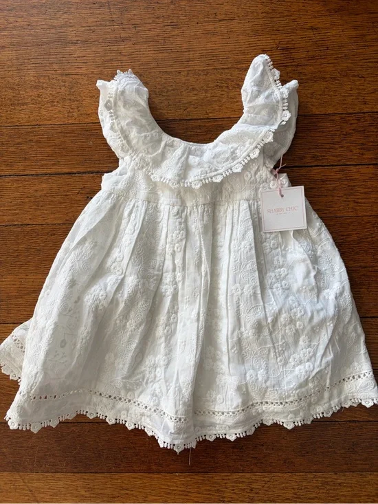 Shabby Chic Embroidered White Baby Dress, 6-9month, NWT