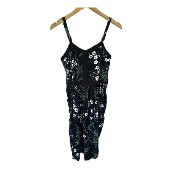 Bamboo Forest Girls Hawaiian Floral Spaghetti Strap Smock Midi Dress Pockets L