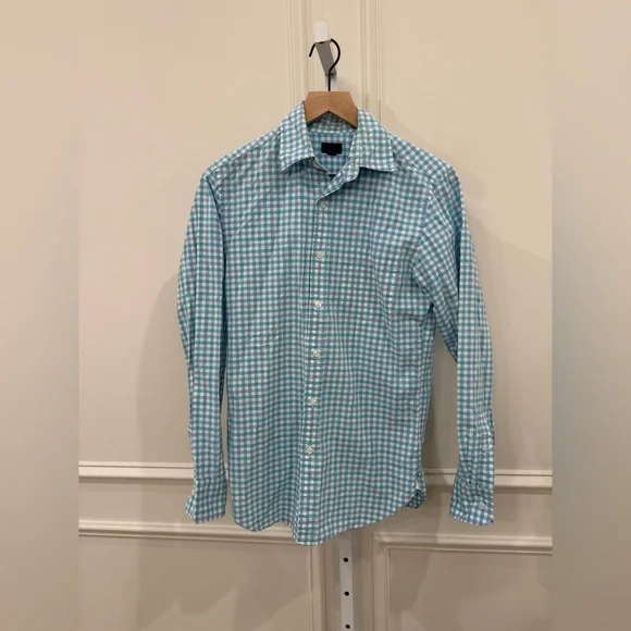 J. Crew Green and White Checkered Button Down Shirt