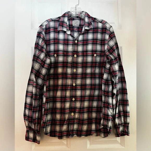 J. Crew/Men’s Red, White and Blue LS Plaid Casual Shirt M