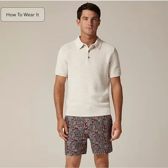 NWT J Crew Men’s Cream Textured Polo 💯% Cotton sz XL