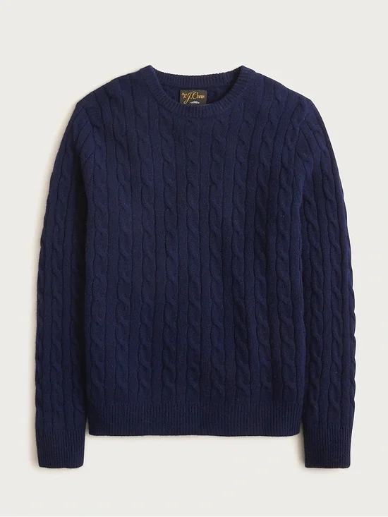 J. CREW Cashmere cable-knit sweater in Navy Size M $298 AZ972