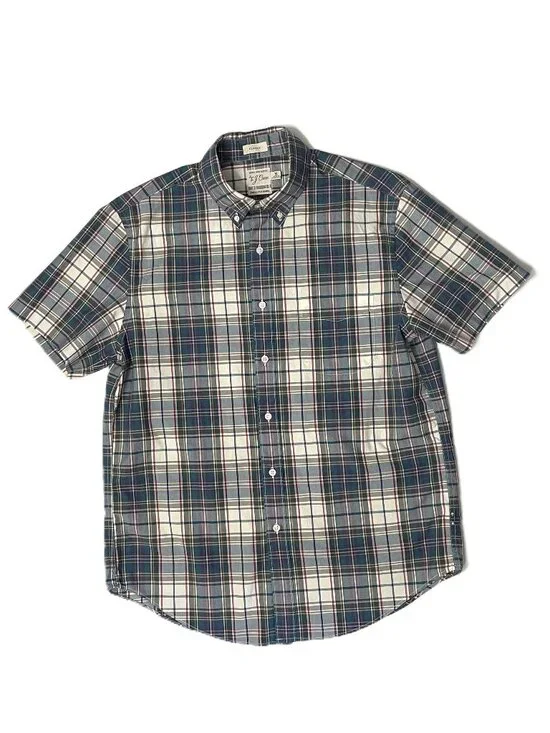 J.Crew Shirt Men's Medium 100% Cotton Plaid Short Sleeve Button Down Classic