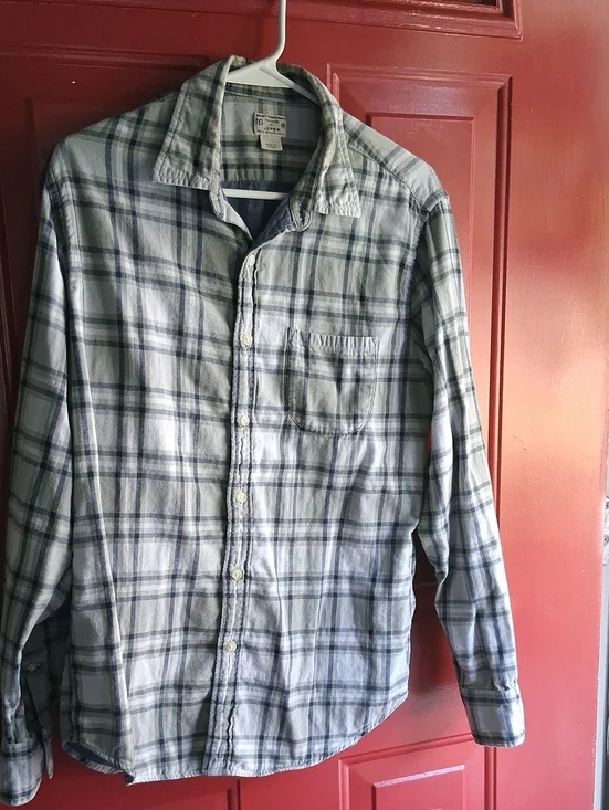 J. Crew Gray & Navy Plaid Cotton Button-Up Shirt