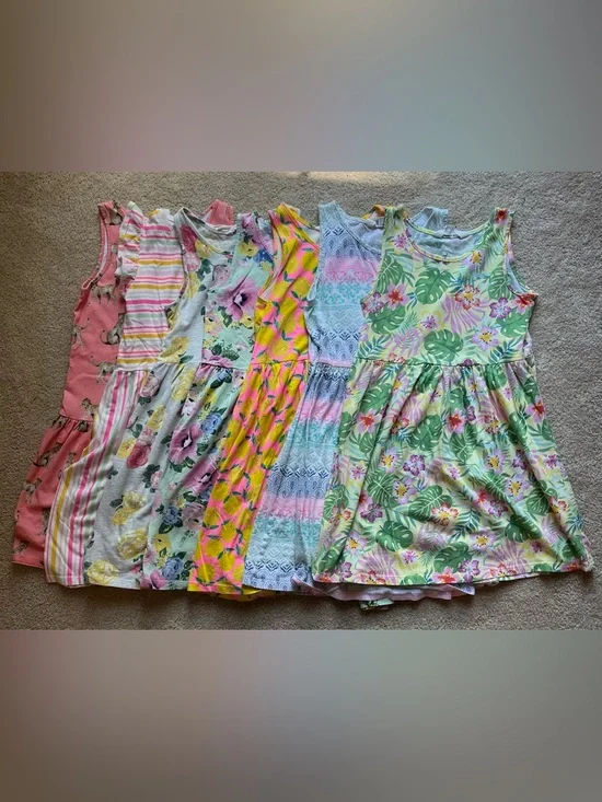 H&M Girls' Tropical Floral & Multicolor Sleeveless Dress Set