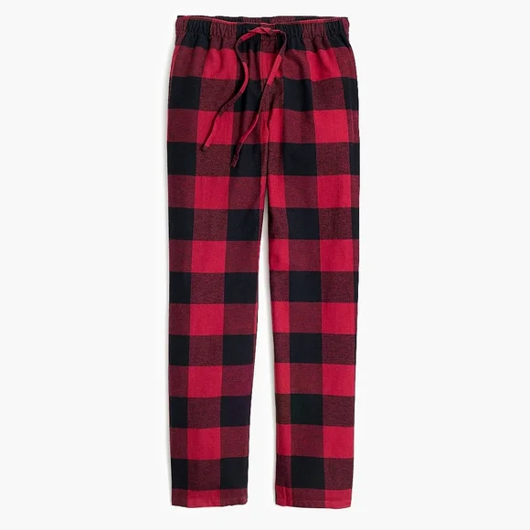 New! J CREW Small S Men's Red Buffalo Check Plaid Flannel Sleep PJ Pants NWT