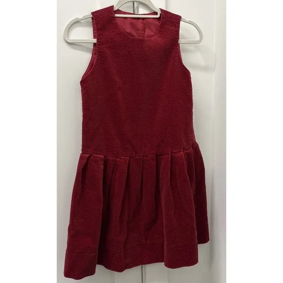 Laura Ashley Red Corduroy Jumper Dress Girls 9-10 Yrs Cotton USA Made Vintage