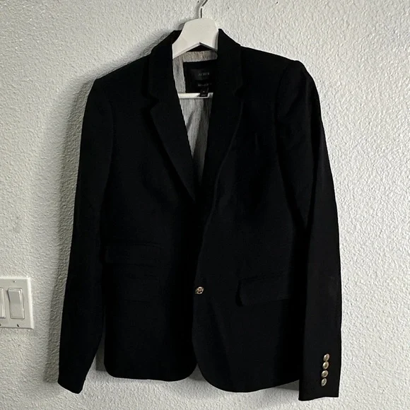 J. Crew Black school boy wool Blazer Gold Buttons size 4 preppy, office, career