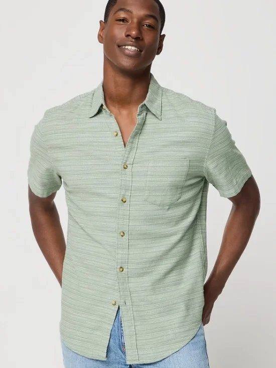 J crew quarry green Short-sleeve slub dobby shirt