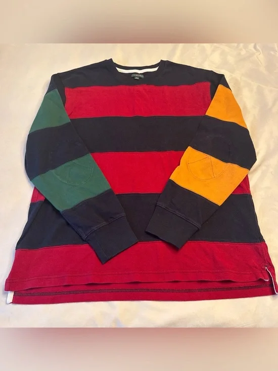 Classic J. Crew Striped Rugby Crewneck, sz L