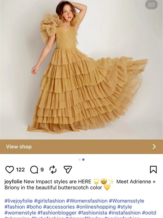 Joyfolie Girls' Butterscotch Briony Ruffled Tulle Gown