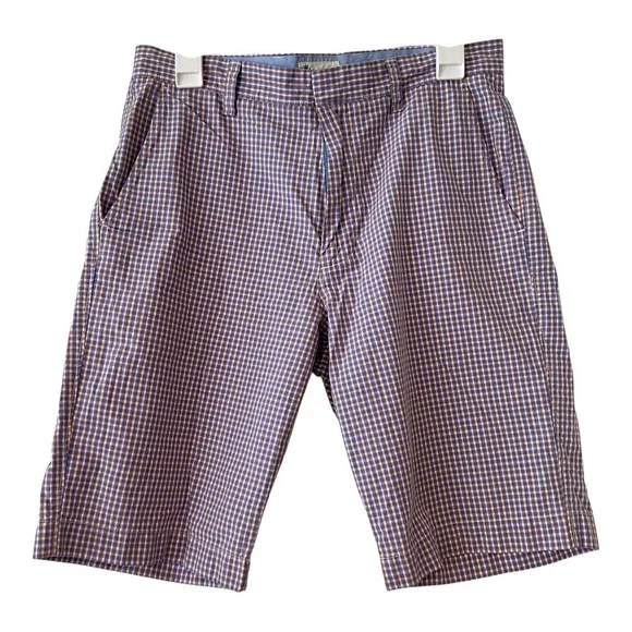 J. Crew Men Rivington Plaid Flat-Front Shorts- Waist 30