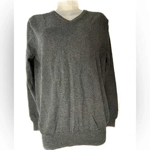 J. Crew Cotton &‎ Cashmere Black V-Neck Sweater Small