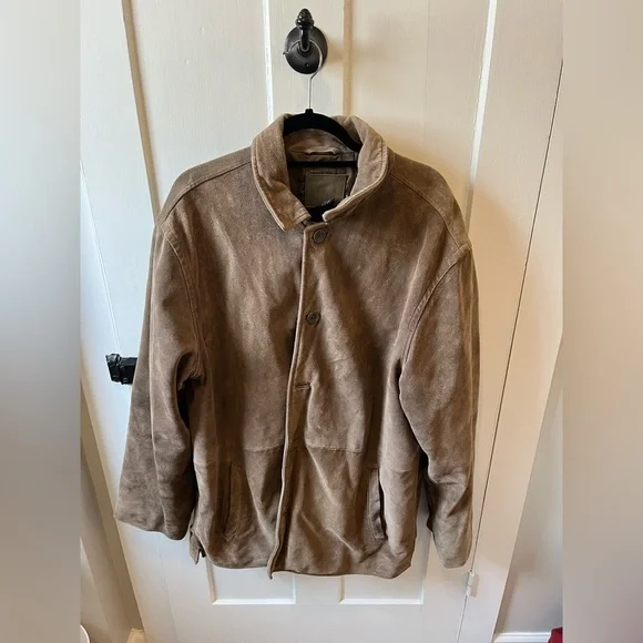 Vintage J. Crew Suede Leather Coat Brown Size XL