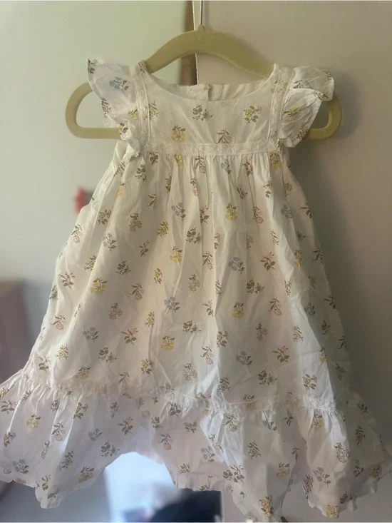 Janie and Jack. White Floral Ruffle Baby Dress