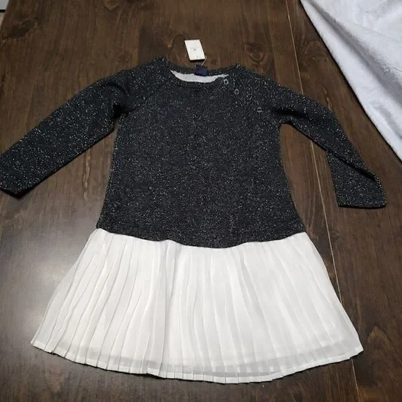 New Baby Gap Black White Sparkly Dress Size Girl's 4