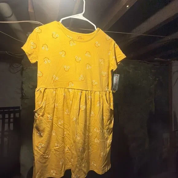 Cat and Jack Girls yellow rainbow dress